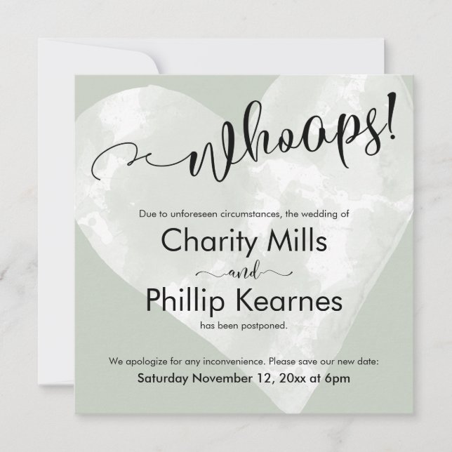 ¡Corazón para los Green Whoops! Tarjeta Boda pospu (Anverso)