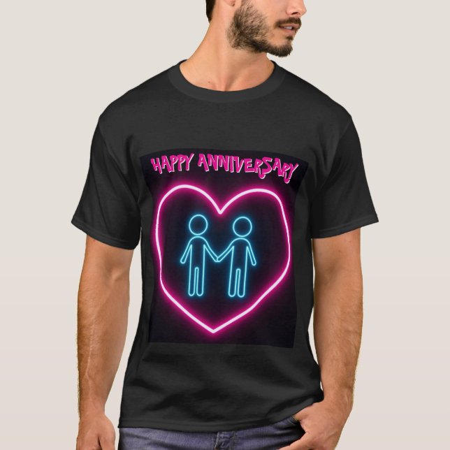 Corazón Pareja Pareja Brillo Art Mens camiseta (Anverso)