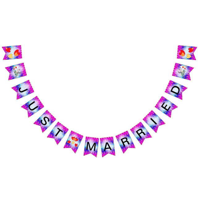 Corazón Patrón Caricatura Casados Bunting Bandera (Todo)