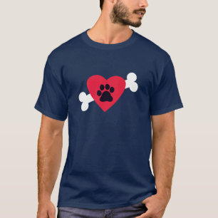 Corazón, Pawprint y camiseta del diseño del hues