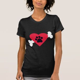 Corazón, Pawprint y camiseta del diseño del hues