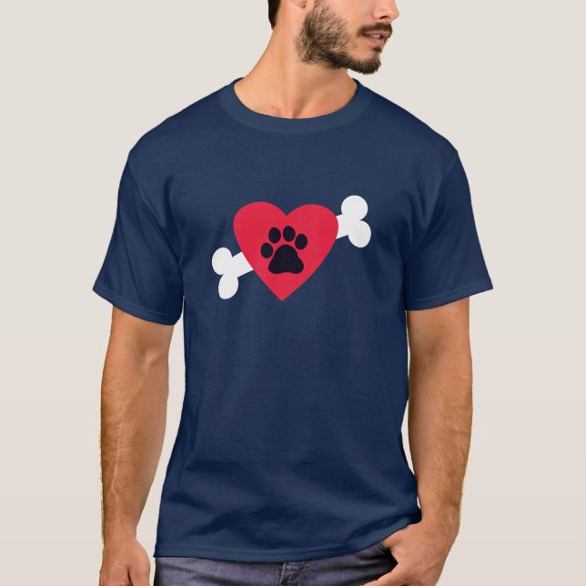 Corazón, Pawprint y camiseta del diseño del hueso (Anverso)