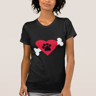 Corazón, Pawprint y camiseta del diseño del hueso
