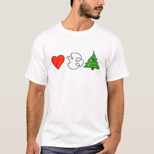 Corazón, paz, camiseta del navidad (Anverso)