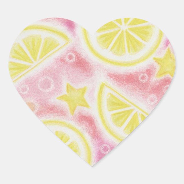 Corazón pegatina "lemons" rosa de Lemonade (Anverso)