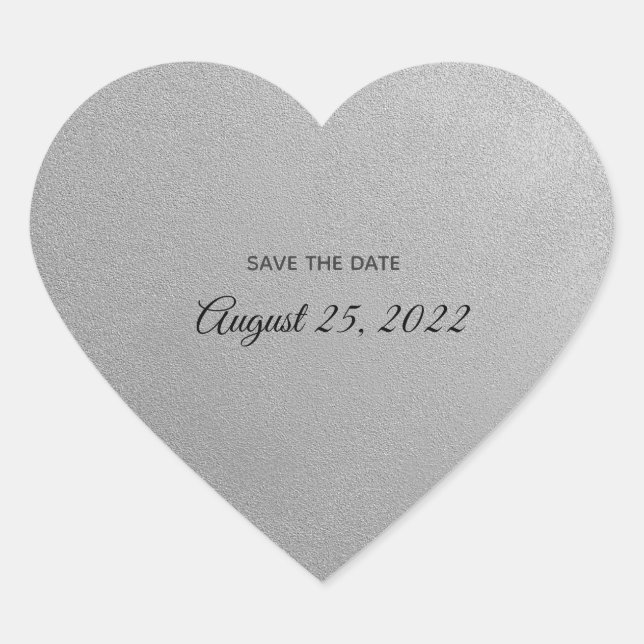 Corazón plateado con Pegatinas de texto (Anverso)