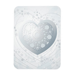 Corazón plateado, imán premium