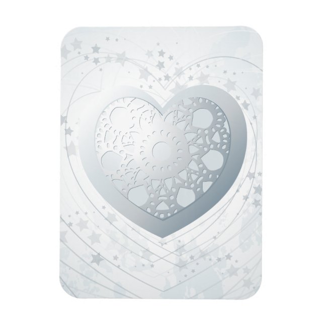 Corazón plateado, imán premium (Vertical)