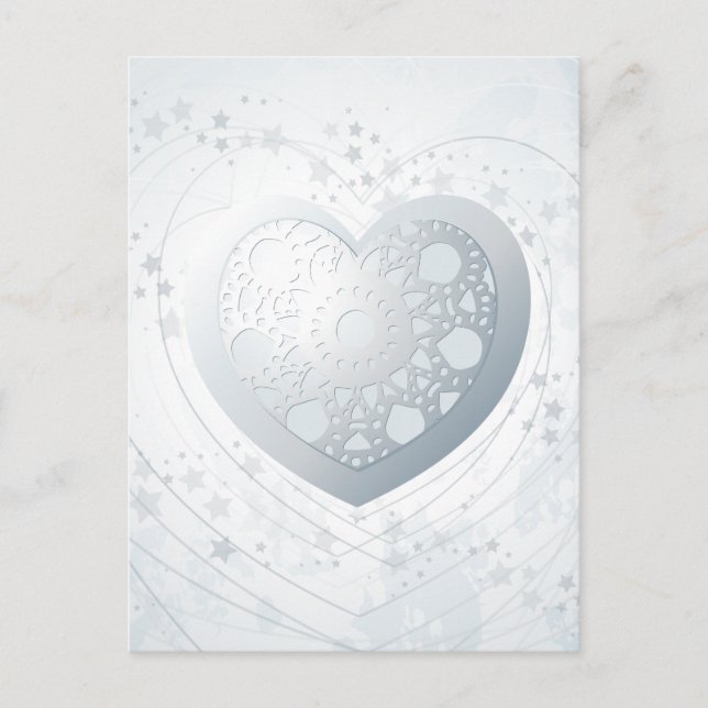 Corazón plateado, postal (Anverso)