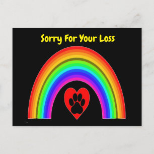 Corazón postal con arcoiris paw lamento tu pérdida