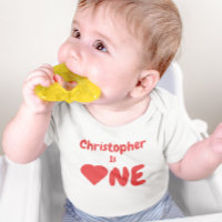 Corazón Primer cumpleaños bebé camiseta