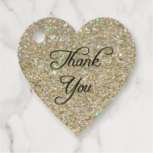 Corazón Purpurina de oro Gracias Etiqueta Favor