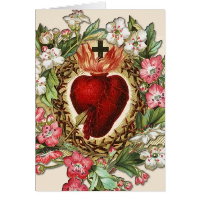 Corazón religioso vintage Jesús Floral Católico (Frente)