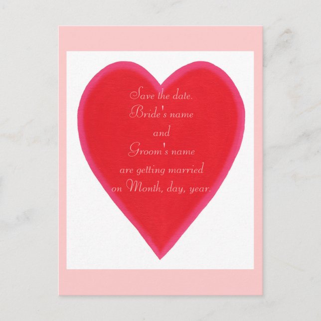 Corazón rojo, boda, Tarjetas postales de guardar l (Anverso)