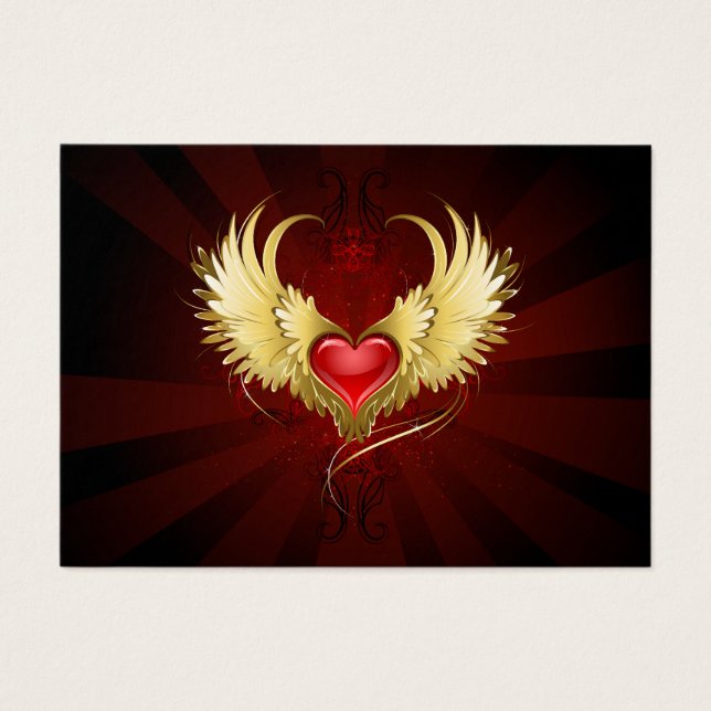 Corazón Rojo con Alas Doradas (Frente)