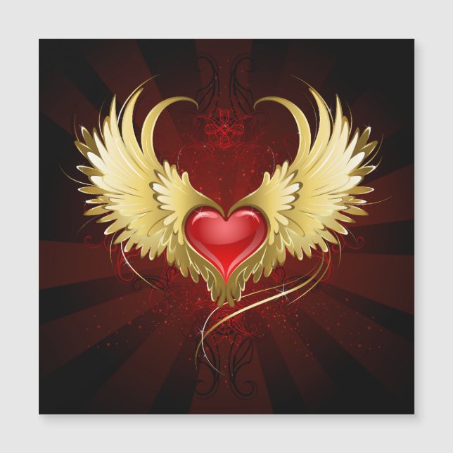 Corazón Rojo con Alas Doradas (Anverso)
