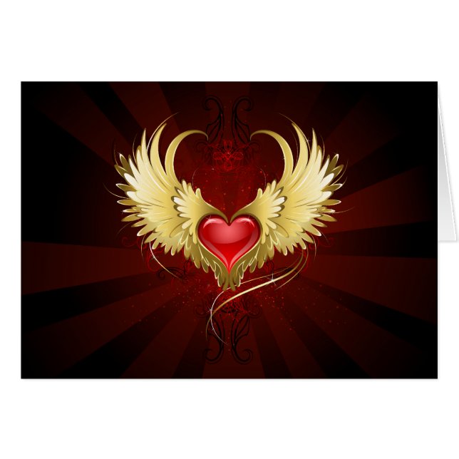 Corazón Rojo con Alas Doradas (Anverso (Horizontal))