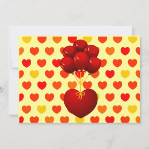 Corazón rojo con globos, invitación