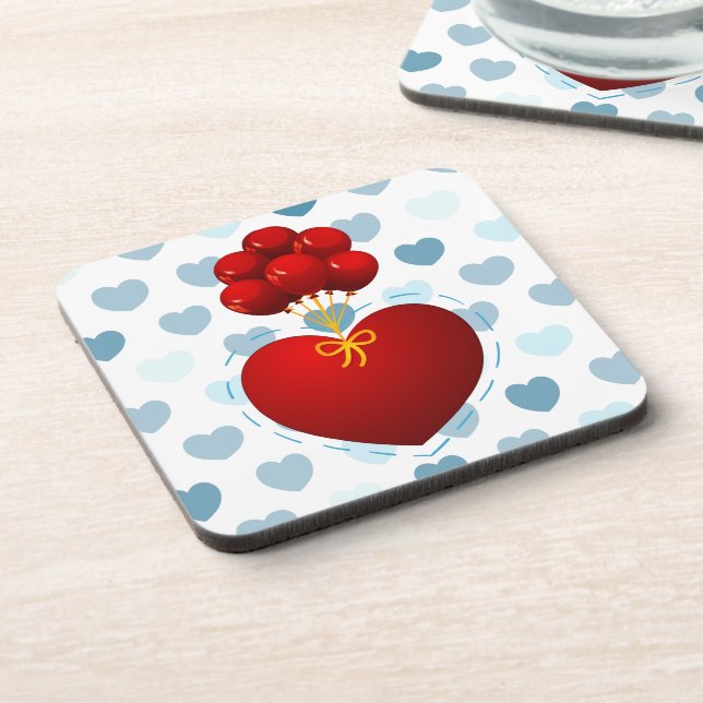 Corazón rojo con globos, posavasos (Lado Izquierdo)