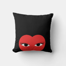Corazón rojo con ojos de Cojín decorativo