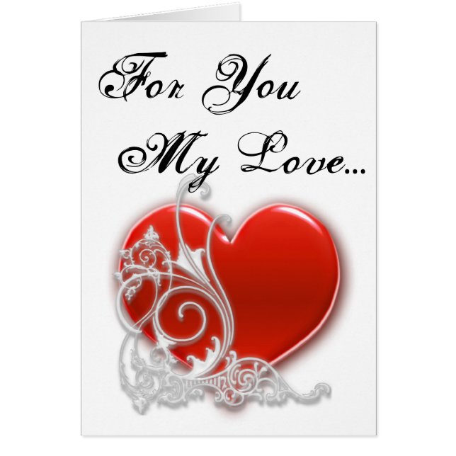 Corazón Rojo Desplazado Para Ti Mi Tarjeta De San  (Frente)