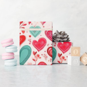 Corazón rojo el día de San Valentín Papel envuelto