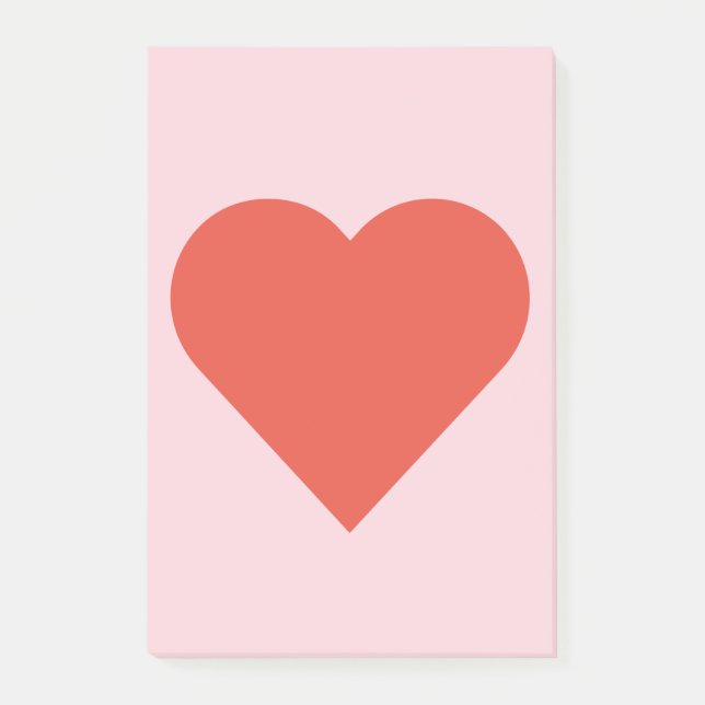 Corazón rojo en nota de post-it rosada del fondo (Anverso)