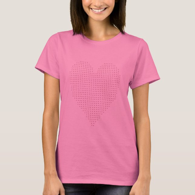 Corazón rojo en pointillism en la camiseta (Anverso)