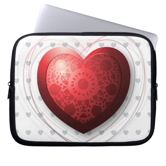 Corazón rojo, funda para portátil (Frente)