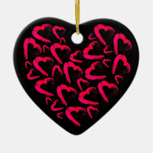Corazón Rojo Ornamento Cerámico Negro