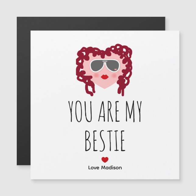 Corazón Rojo Rosa Bestie Cute Bestie BFF Valentine (Anverso/Reverso)