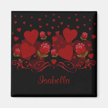 Corazón rojo, rosas rojas para imán El día de San 