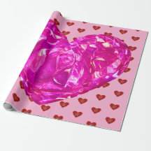 Corazón rojo sobre fondo rosa Papel de regalo amor