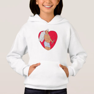 Corazón romántico con un cupido inusual