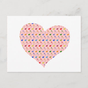 corazón rosa con notas musicales