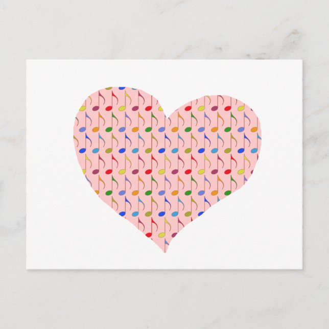 corazón rosa con notas musicales (Anverso)