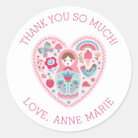 Corazón Rosa Cute Gracias Pegatina