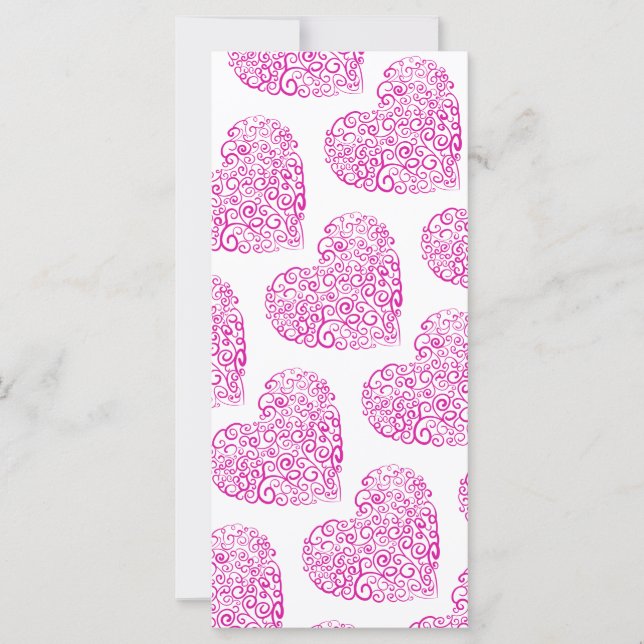 Corazón rosa de escritura a mano espiral para Día  (Anverso)