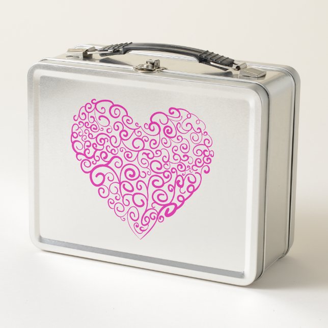 Corazón rosa de escritura a mano espiral para Día  (Anverso)