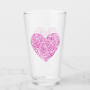 Corazón rosa de escritura a mano espiral para Día