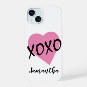 Corazón Rosa de San Valentín Negro XOXO Simple Lin