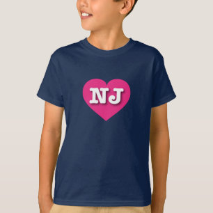 Corazón rosado caliente de Nueva Jersey - Amo NJ
