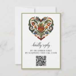 Corazón Rosemaling noruego | Tarjeta de respuesta