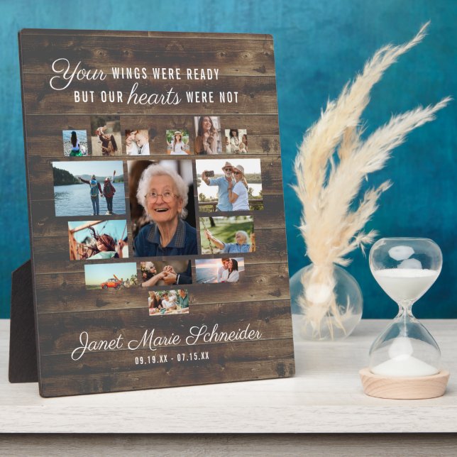 Corazón Rústico | Placa conmemorativa de colaje de (Lado)