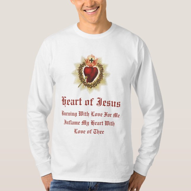 Corazón sagrado de Jesús Camiseta de manga larga d (Anverso)