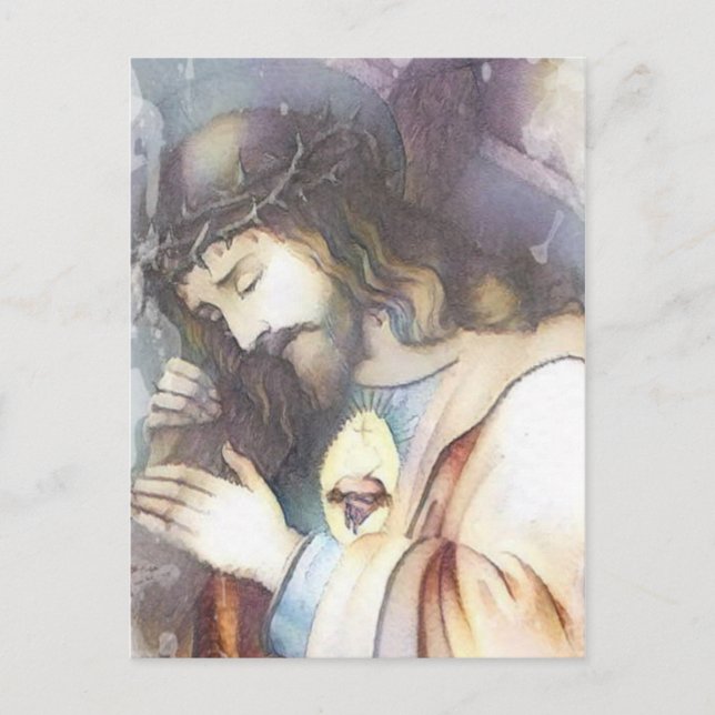 Corazón sagrado de Jesús, postal religiosa (Anverso)
