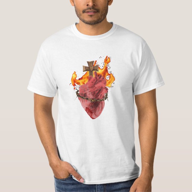 Corazón sagrado de la camiseta de Jesús (Anverso)