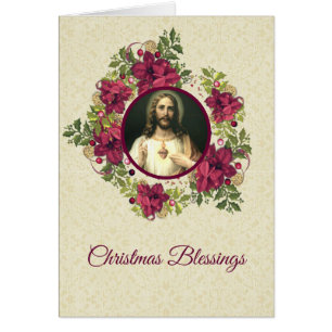 Corazón sagrado de la guirnalda floral del navidad