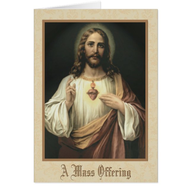 Corazón sagrado de la tarjeta de ofrecimiento (Frente)