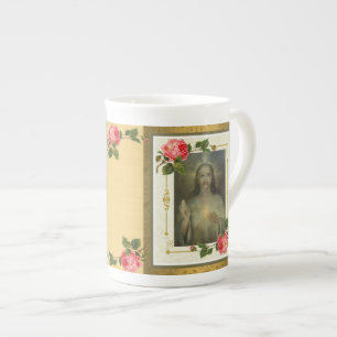 Corazón sagrado de oro del REGALO de la taza de la